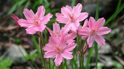 Fototapeta premium Delicate pink flowers of scorpion grasses blooming in a natural setting showcasing their intricate petals and vibrant colors.