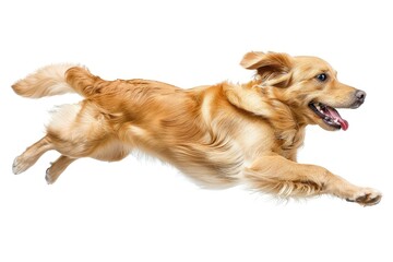 Happy Cute Dog Running and Jumping Isolated on White or Transparent Background