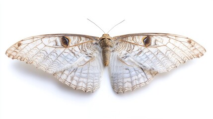 Naklejka premium Isolated Close-Up of Gray Butterfly Wings on a White Background for Nature and Insect Study