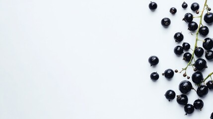 Ripe Blackcurrants on White Background Fresh Organic Berries for Culinary Use Healthy Eating and Natural Ingredients Concept