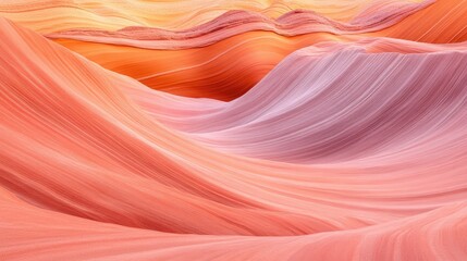 Obraz premium Pink and peach wave formations in slot canyons showcasing vibrant natural textures and captivating colors in a stunning landscape.