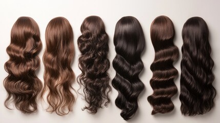 Variety of Real Human Hair for High-Quality Wig Production Featuring Different Textures and Colors