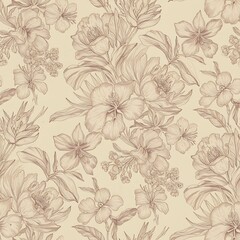 tropical pattern with various flowers