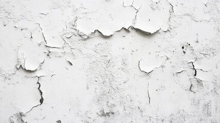 Fototapeta premium Crumbling plaster wall with peeling white paint showcasing textured decay and rustic character ideal for vintage or renovation themes