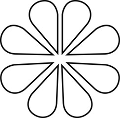 Flower icon isolated on transparent background. simple icon. Flowers in modern simple. Cute round flower plant nature, Black color shape icon, hand drawn wreaths. Cute doodle floral wreath frame.