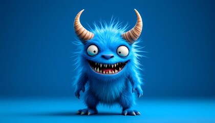 Naklejka premium Playful Blue Monster: A 3D Rendered Digital Artwork