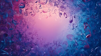 Obraz premium Abstract Music Notes Painting Purple Blue Hues