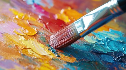 Fototapeta premium Colorful paint texture with brush detail showcasing artistic creativity and vibrant hues for art and design projects.
