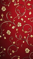 Elegant Red And Gold Floral Pattern Design