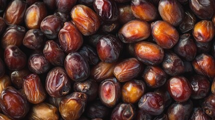Obraz premium Fresh Organic Medjool Dates Piled Together Nutrient Rich and Naturally Sweet Healthy Snack Option