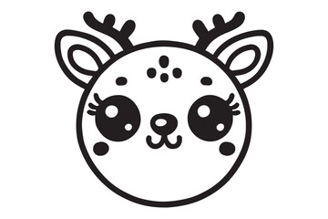 Cute cartoon reindeer face line art