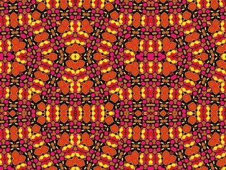 Playful Flame Red Pattern. Flowing Abstract Artwork Featuring Repeating Shapes and Subtle Color Ble