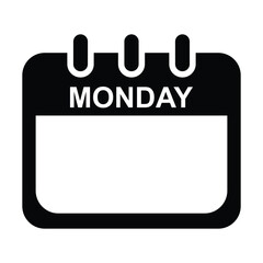 Monday black calendar web button. monday calendar on a white and black background. weekly Calendar web buttons. vector illustration