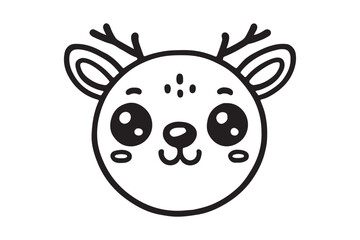 Obraz premium Cute cartoon reindeer face line art