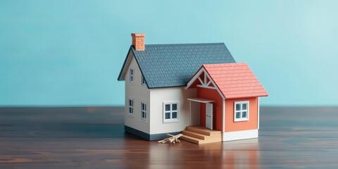 Mini house model covered by earthquake insurance policy, protected from any potential damage caused by seismic activity, property, protection, coverage