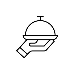 Hand holding tray icon Vector logo outline