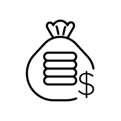Money bag icon Vector logo outline