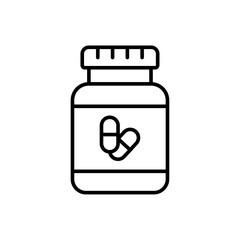 Pill bottle icon Vector logo outline