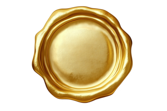 Gold wax seal on transparent background. high resolution PNG file - Powered by Adobe