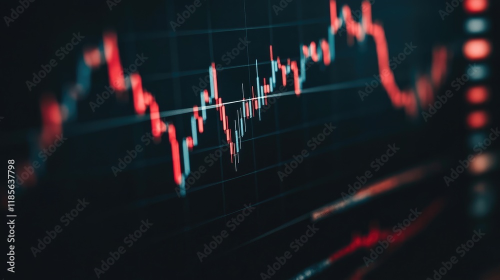 Poster a close-up view of an interactive stock trading chart on a tablet, showing candlestick patterns and 