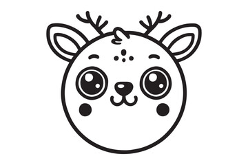 Cute cartoon reindeer face line art