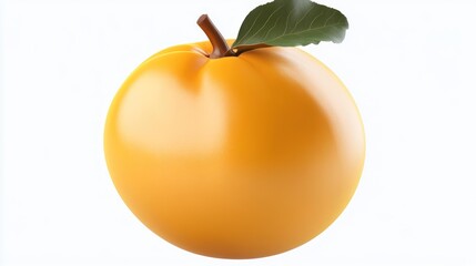 Single ripe orange fruit on white background