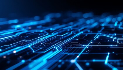 Abstract Futuristic Circuit Board: Glowing Blue Technology