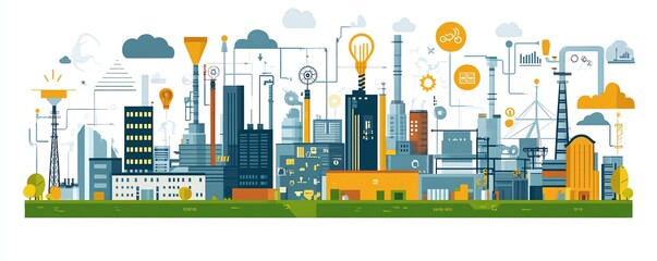 Fototapeta premium Smart industry engineer harnessing Industry 40 for sustainable development