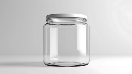 A classic clear glass jar on the beautifull empty background	
