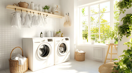 Bright and Sunny Laundry Room Design