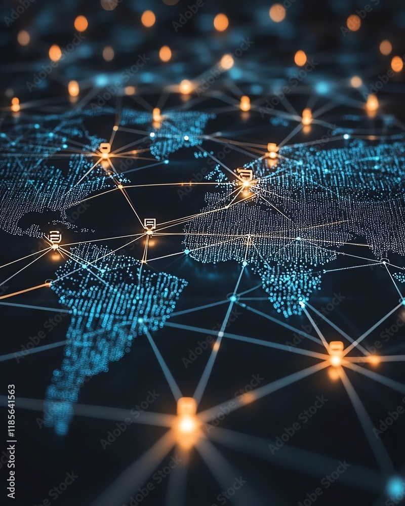 Aufkleber a digital concept of a global communication network