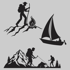 travel and adventure silhouette vector design art and illustration