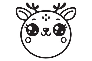 Cute cartoon reindeer face line art