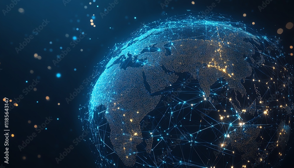 Leinwandbilder a global communication network concept with interconnected business nodes and human resources collab
