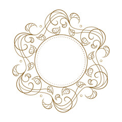 Round vintage style monogram frame template. Wedding or corporate identity element 