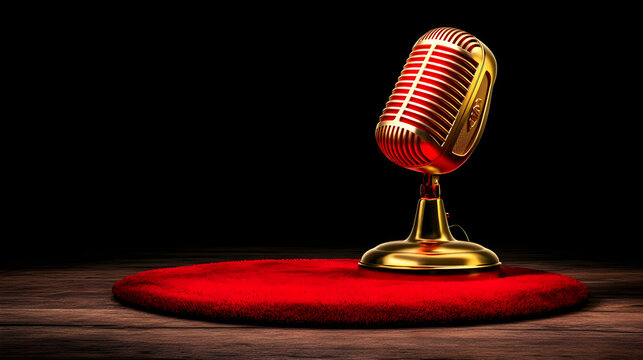 Cutout of an old golden microphone