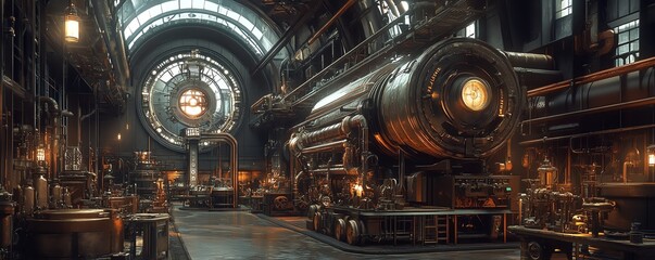 An imaginative retrofuturistic steampunk society