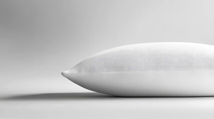 Minimalist Closeup of Soft White Pillow on Neutral Gray Background for Bedding and Home Decor Concepts