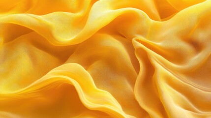 Obraz premium Vibrant Yellow Textile Surfaces with Wavy Folds and Soft Mesh Background Ideal for Fabric and Textile Design Projects