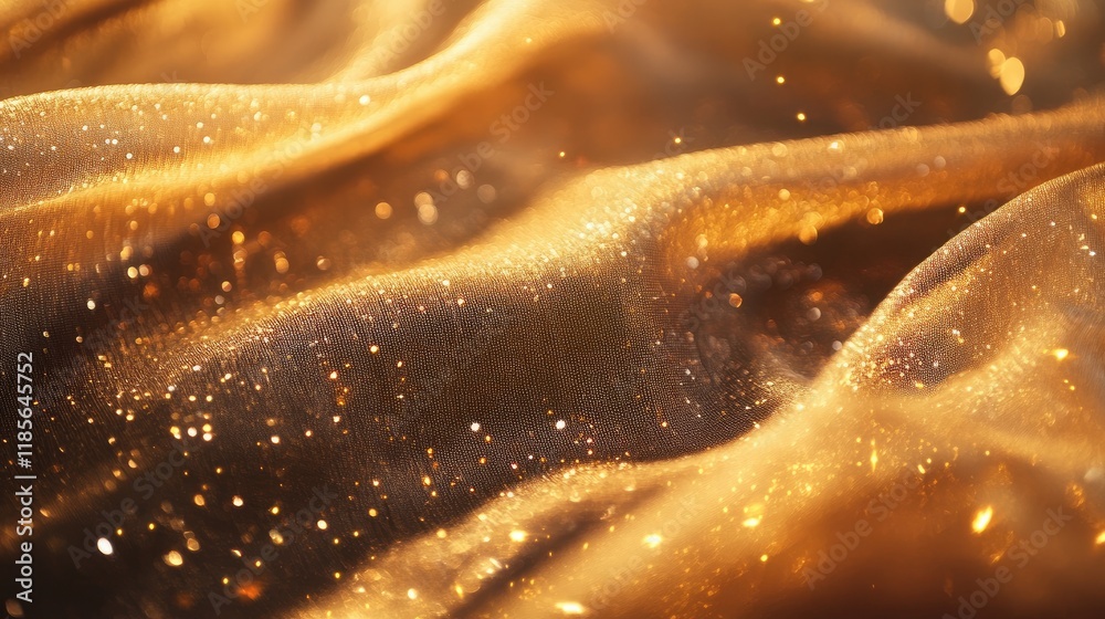 Aufkleber golden shimmering fabric texture with sparkling elements creating a luxurious and elegant background