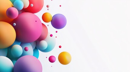 Vibrant Assorted Balloons on White Background with Blank Space for Custom Text or Message