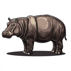 Fototapeta premium Majestic Hippopotamus: A Detailed Wildlife Illustration