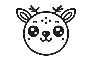 Fototapeta premium Cute cartoon reindeer face line art