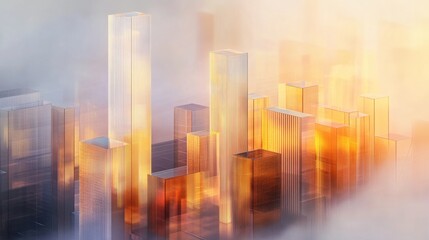 A detailed view of a D bar chart with a translucent effect, showing various data categories, paired with a professional-style background for emphasis.