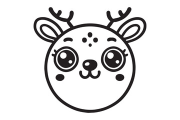 Obraz premium Cute cartoon reindeer face line art