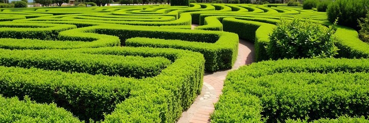 Lush green maze of bushes in botanical park Ayia Napa Cyprus, landscape, garden, botanical garden