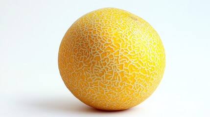 Ripe cantaloupe melon showcasing textured skin isolated on a white background highlighting freshness and natural sweetness
