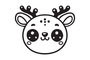 Cute cartoon reindeer face line art