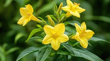 Obraz premium Ruellia tuberosa vibrant yellow flowers in natural setting showcasing its beauty as a medicinal herb and ornamental plant