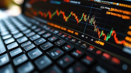 Stock Market Data on Laptop Screen